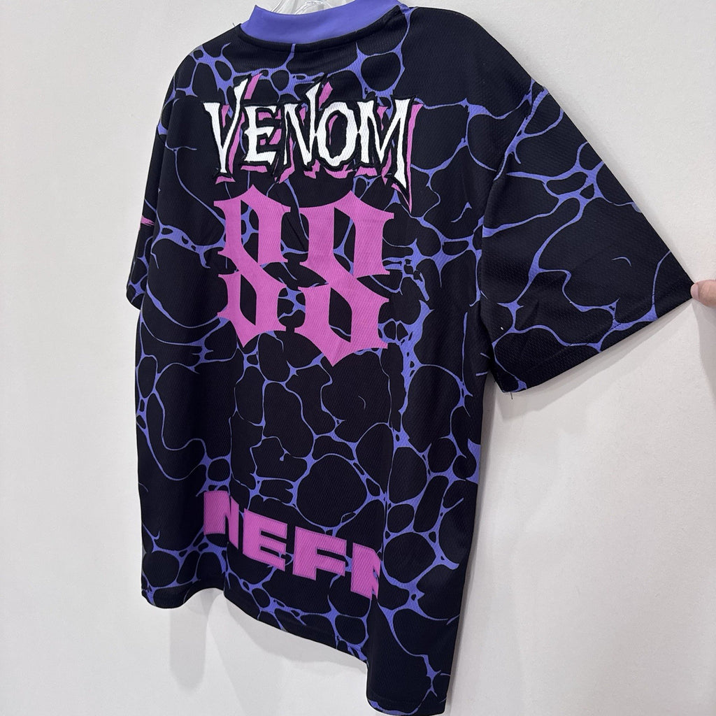 Marvel x Neff Venom Jersey Shirt Mens Medium NWT Graphic Black Purple Pink