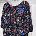 Old Navy Black Floral Dress L Boho Print 3/4 Sleeve Viscose Soft Tunic