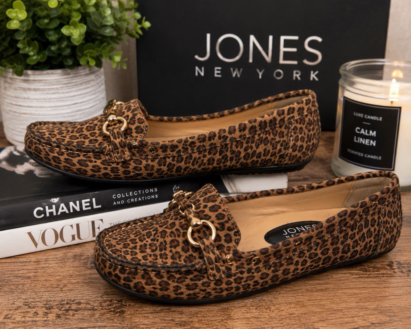 Jones New York Sunnyside Leopard Loafers Gold Bit Women’s Size 8M