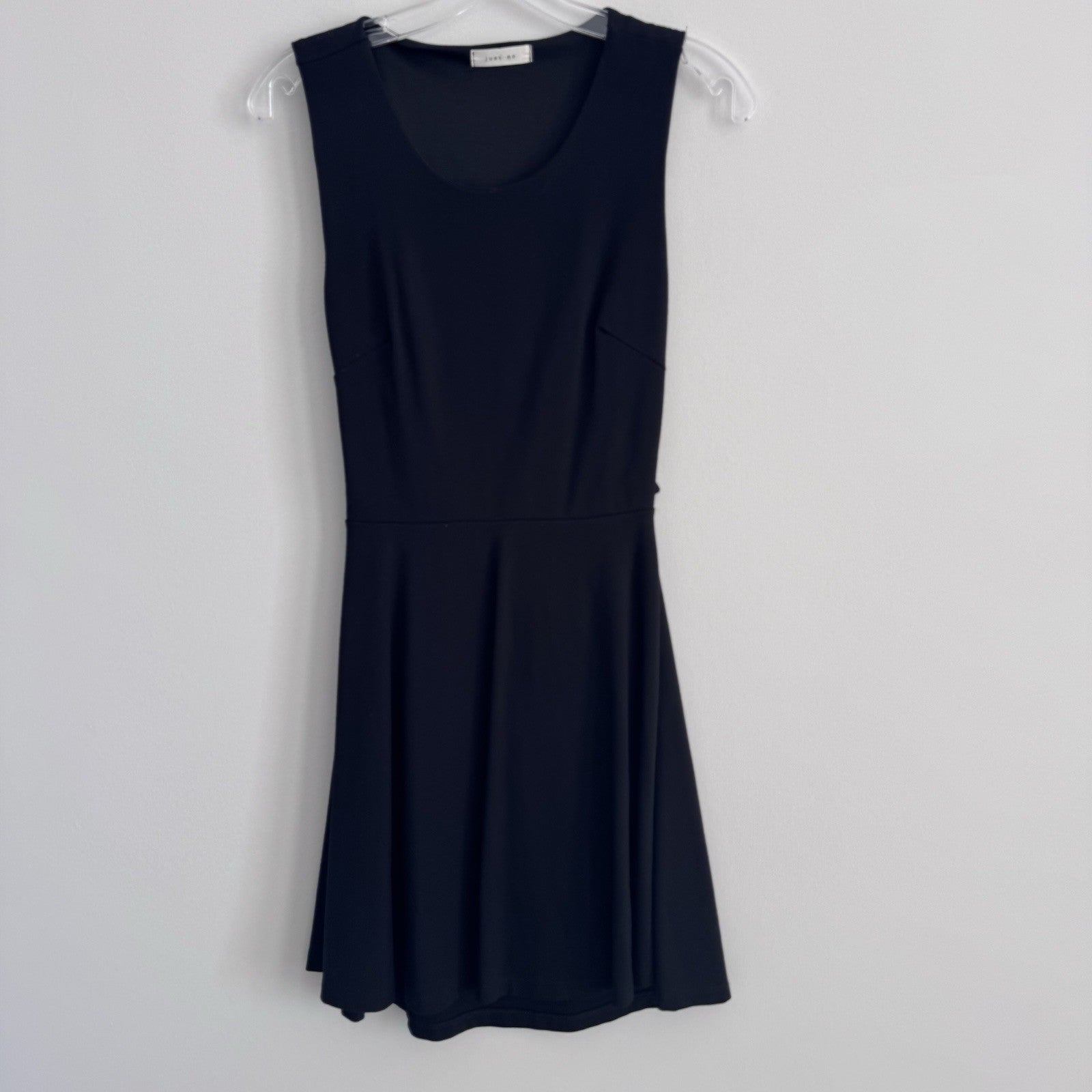 Just Me Black Open Back Dress Small Made USA Sleeveless Stretch