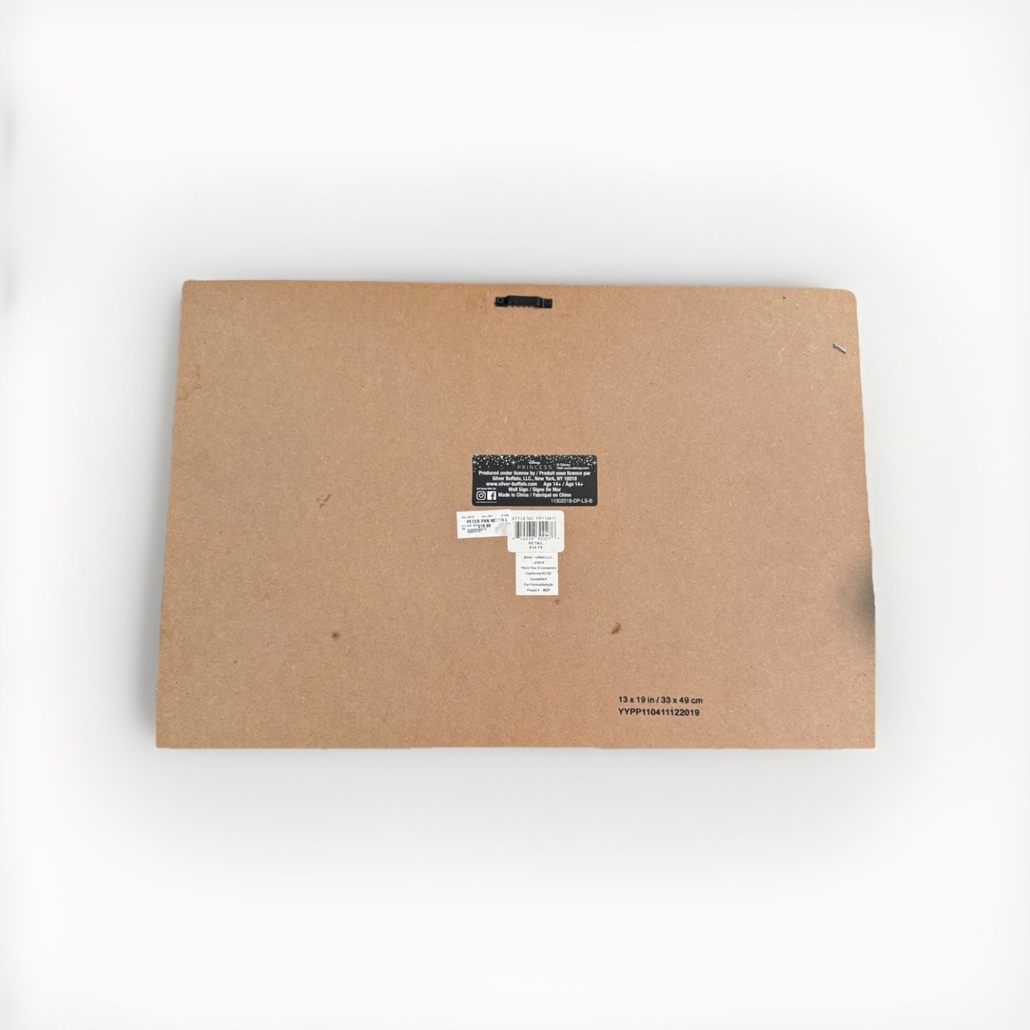 Rare Peter Pan Neverland Map Disney Art Silver Buffalo Wood Mdf Map Series