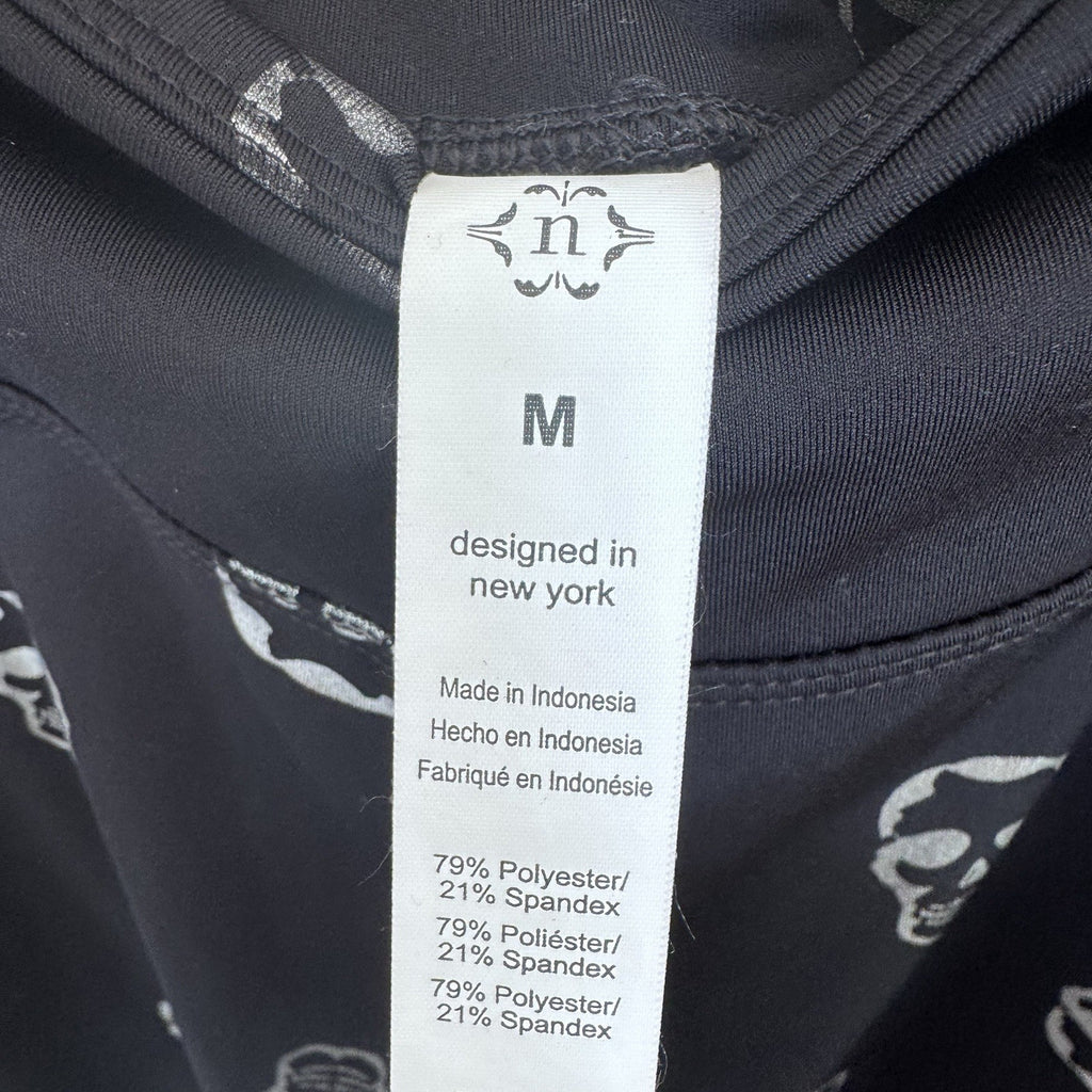 Nanette Lepore Skull Print High Rise Leggings Women’s Medium Black Silver