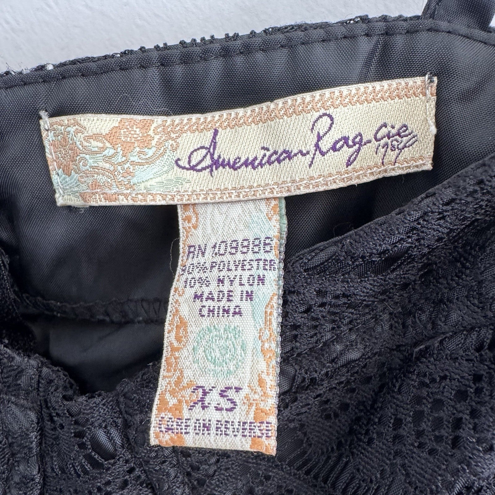 American Rag Company Black Lace Bustier Fit Flare Dress XS Mini