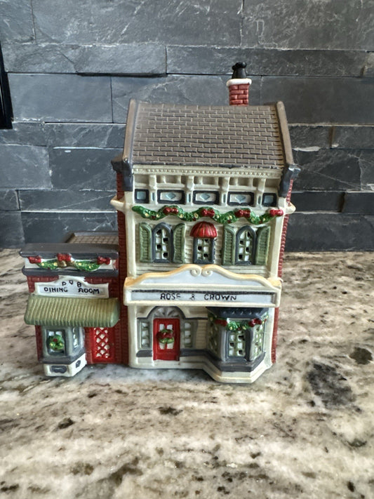 O'Well Dickens Keepsake Rose & Crown Hotel & Pub Lighted Christmas Village