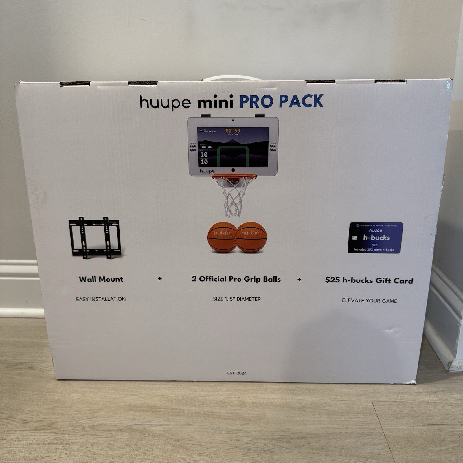 Huupe Mini Pro Pack Wall-Mounted Basketball Hoop Built-In Smart TV Games 2 Balls