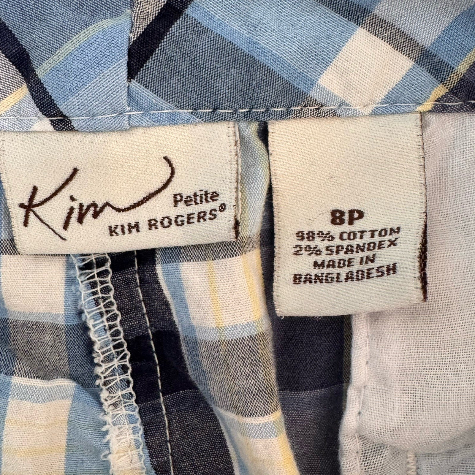 Kimi & Rogers Plaid Bermuda Shorts Womens 8P Blue Y2K Cotton Blend