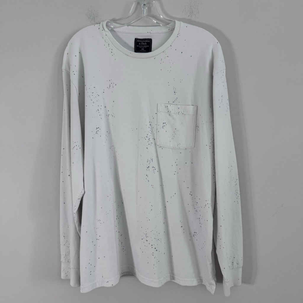 Abercrombie & Fitch Men’s XXL White Paint Splatter Pocket Long Sleeve Shirt