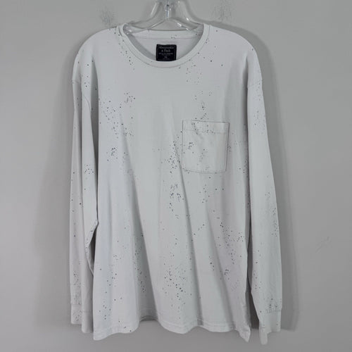 Abercrombie & Fitch Men’s XXL White Paint Splatter Pocket Long Sleeve Shirt