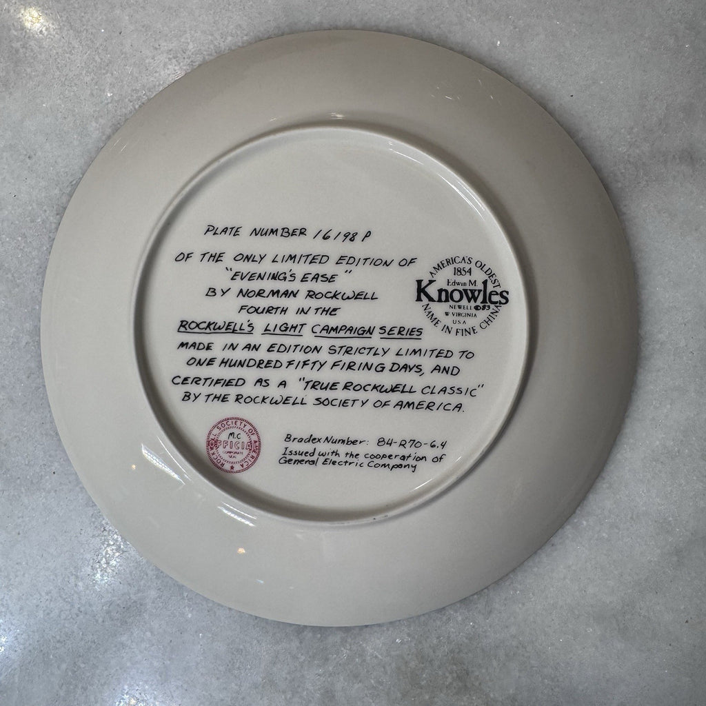 VINTAGE KNOWLES NORMAN ROCKWELL "Evening's Ease" Collector Plate LIMITED EDITION