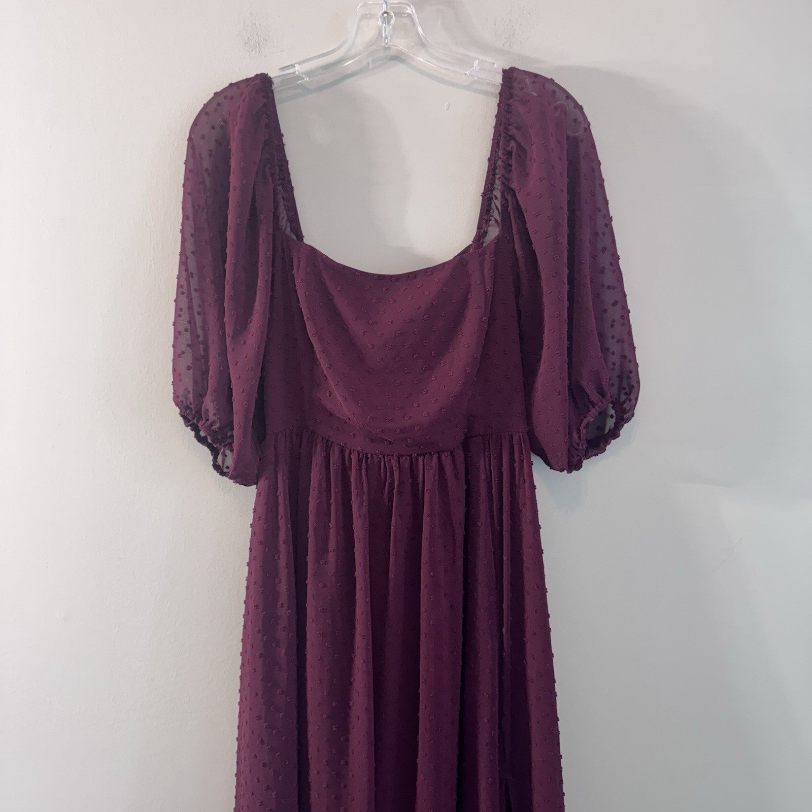 Altar’d State Plum Swiss Dot Midi Dress Medium Cottagecore Boho