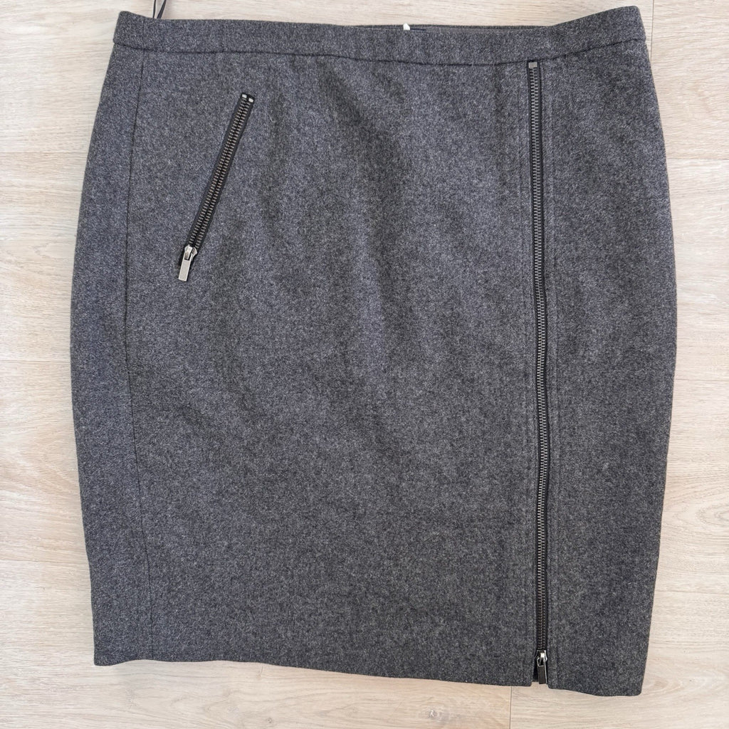 J Crew The Pencil Skirt 12 Gray Wool Blend Zip Career Office Classic Women’s