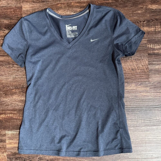 Nike Dri-FIT V-Neck T-Shirt Women's Medium Gray Athletic Activewear HO120509HBB