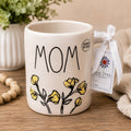 Rae Dunn MOM Floral Coffee Mug Artisan Collection White Ceramic New