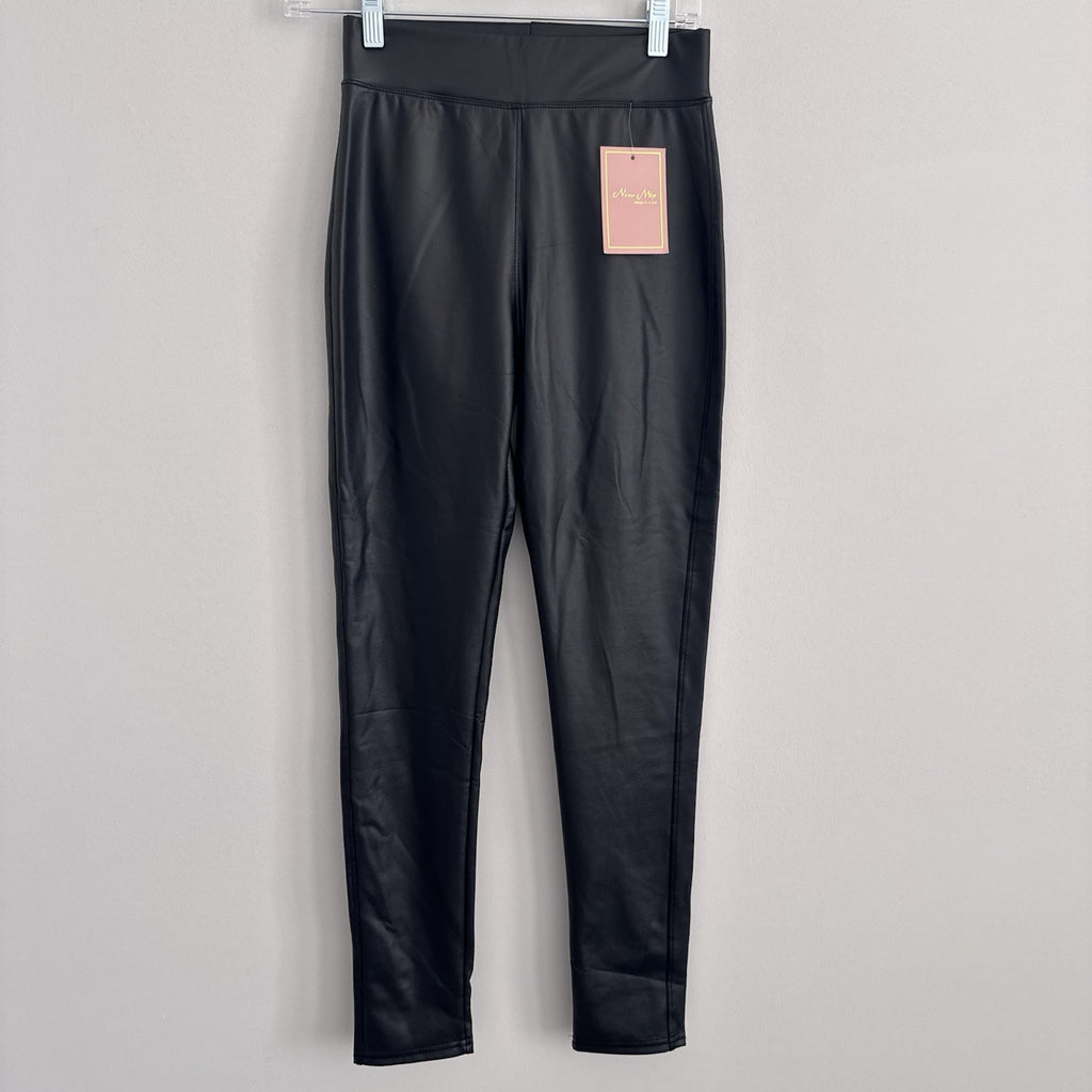New Mix Faux Leather Leggings S Black High Rise Stretch NWT