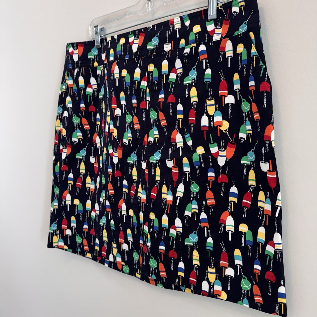 Talbots Petites 16P Navy Lobster Buoy Print Skort Golf Tennis Nautical