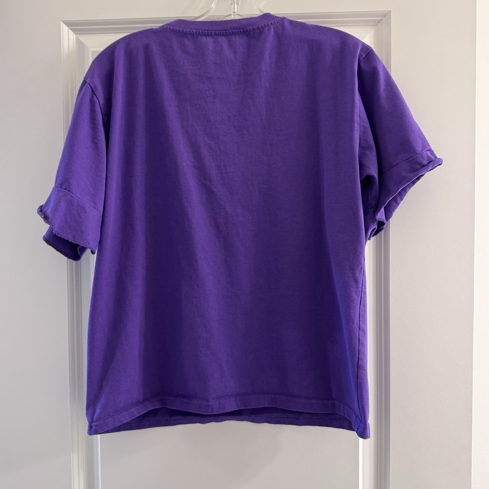 LSU Game Day T-Shirt Purple Gold Large Football Graphic Tee Rolled Sleeves