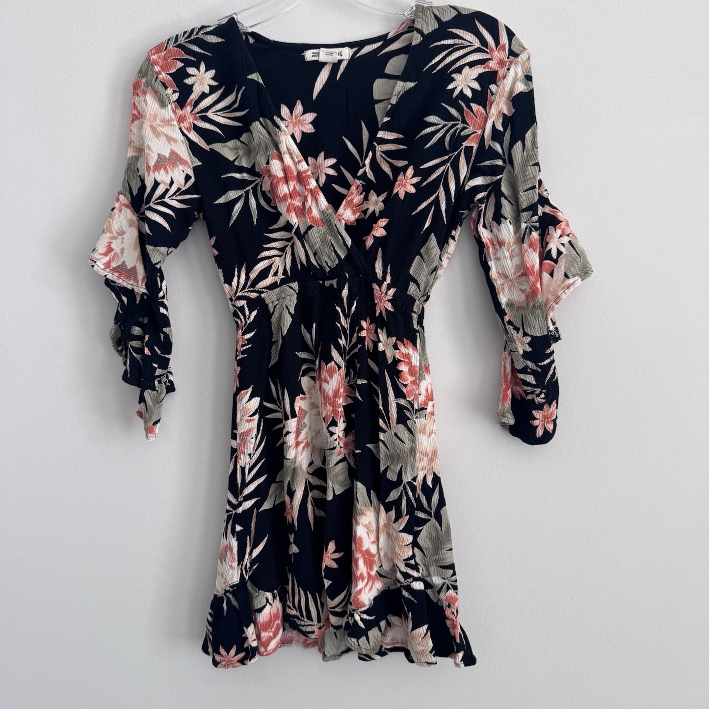 Billabong Navy Floral Wrap Dress XS Boho Mini