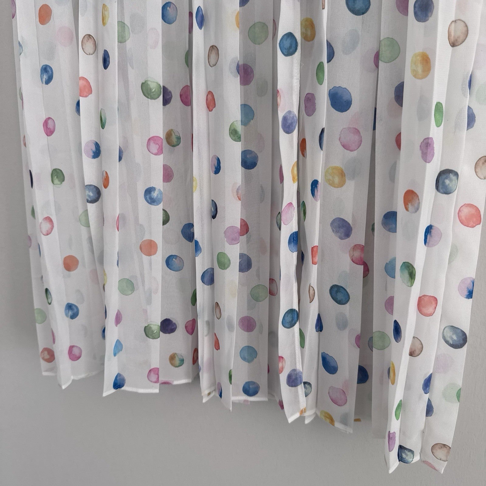 Topshop Pleated Polka Dot Midi Skirt US 6 White Multicolor Sheer NWT