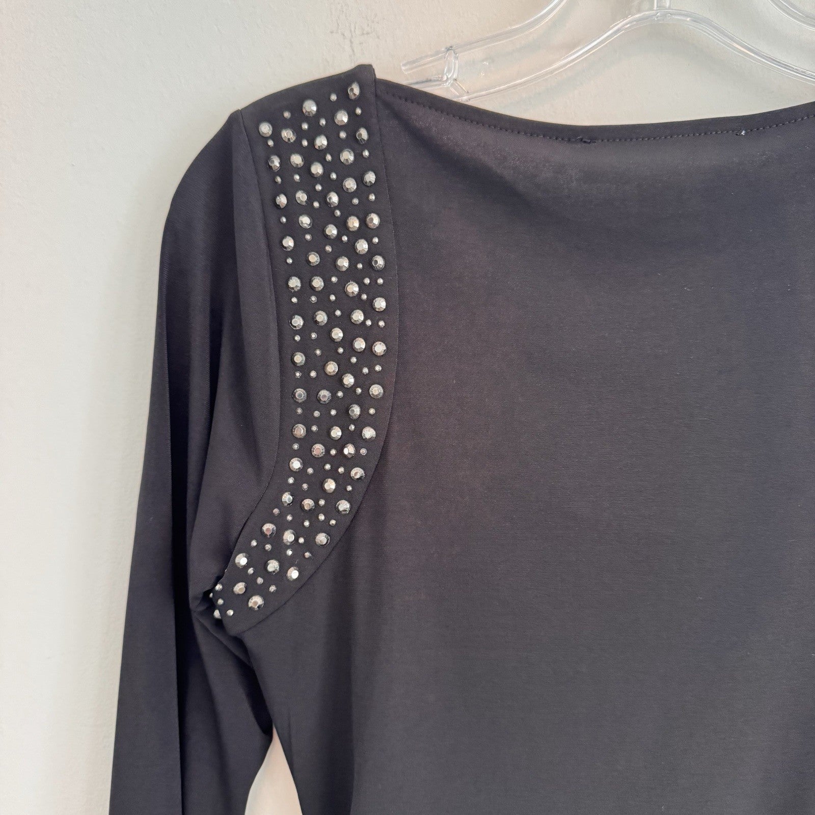 Michael Kors Studded Shoulder Drape Neck Dress Black Size Small
