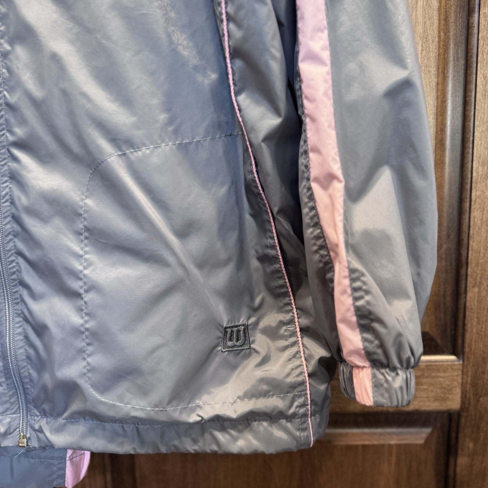 Vintage Wilson Windbreaker Tracksuit Set Gray Pink Nylon L Jacket Pants VTG