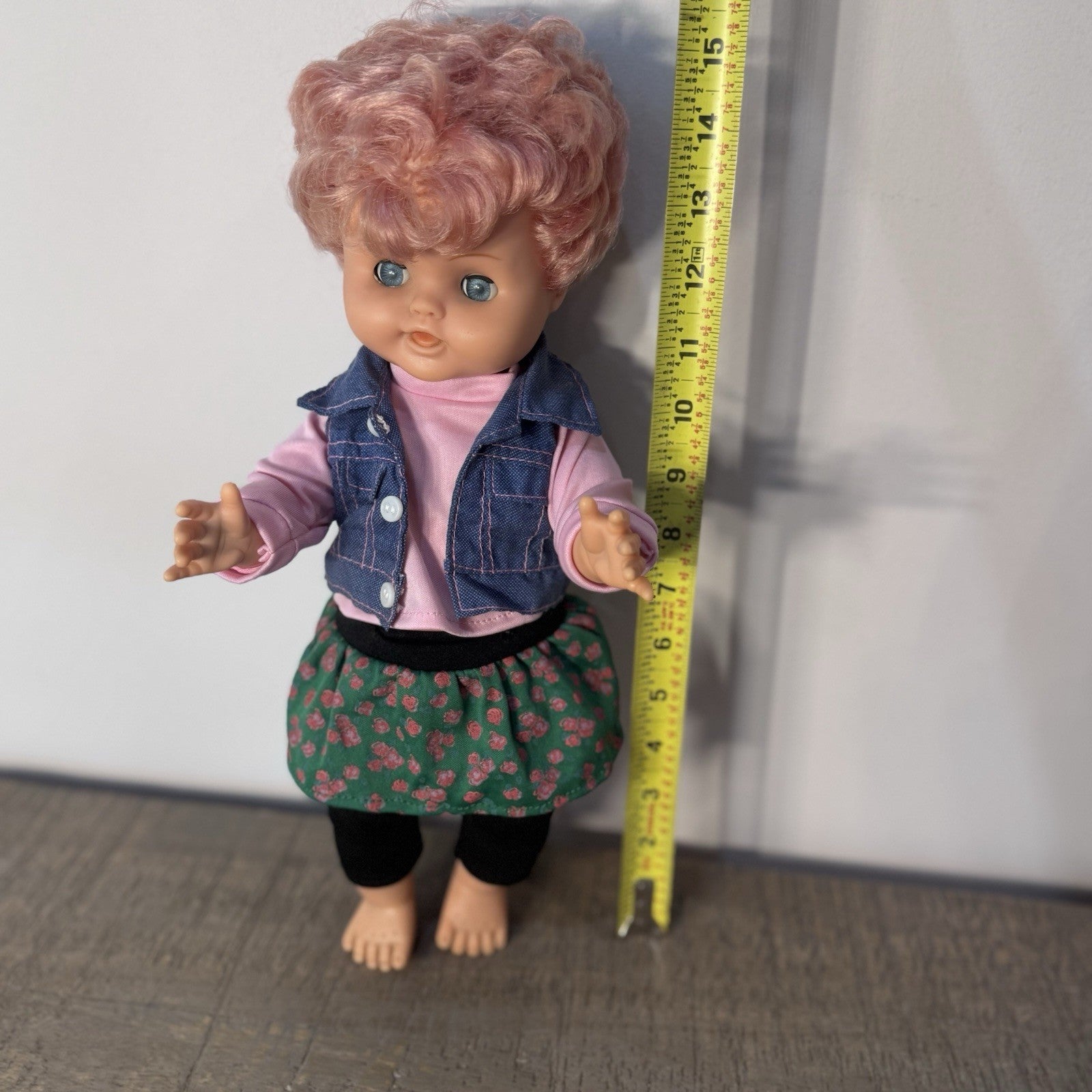 Vintage 1950s Roddy Doll Pink Hair Blue Eyes 14 Inch Vinyl Doll England