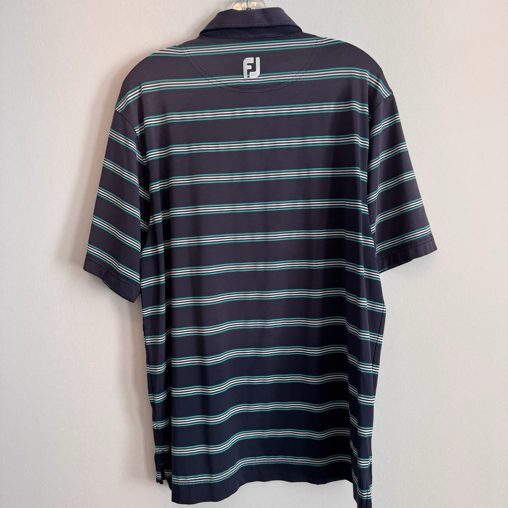 FootJoy FJ Golf Polo Shirt Mens Medium Striped Amelia Island Club Navy Men’s