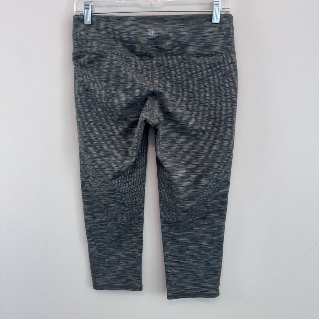 Athleta Capri Leggings Women Medium Gray Blue Space Dye Yoga Workout