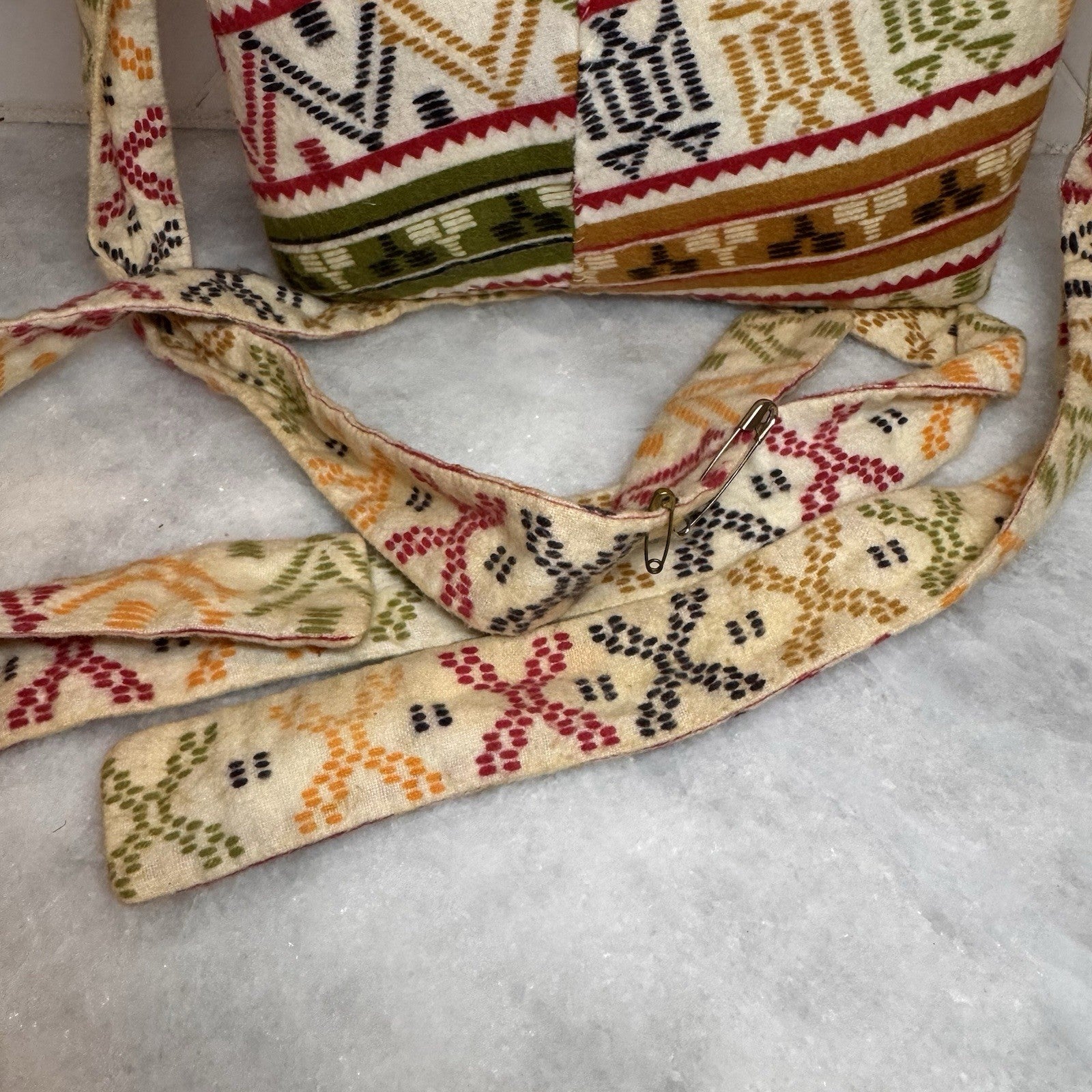 Vintage Native American Style Papoose Doll Sleepy Eyes Beaded Woven Cradleboard