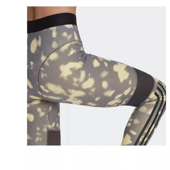 ADIDAS Women's HyperGlam Printed 7/8 Tight Leggings Trace/Yellow SIZE: Med