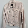 Abercrombie & Fitch Womens XS Distressed Pink Denim Jacket Raw Hem Frayed
