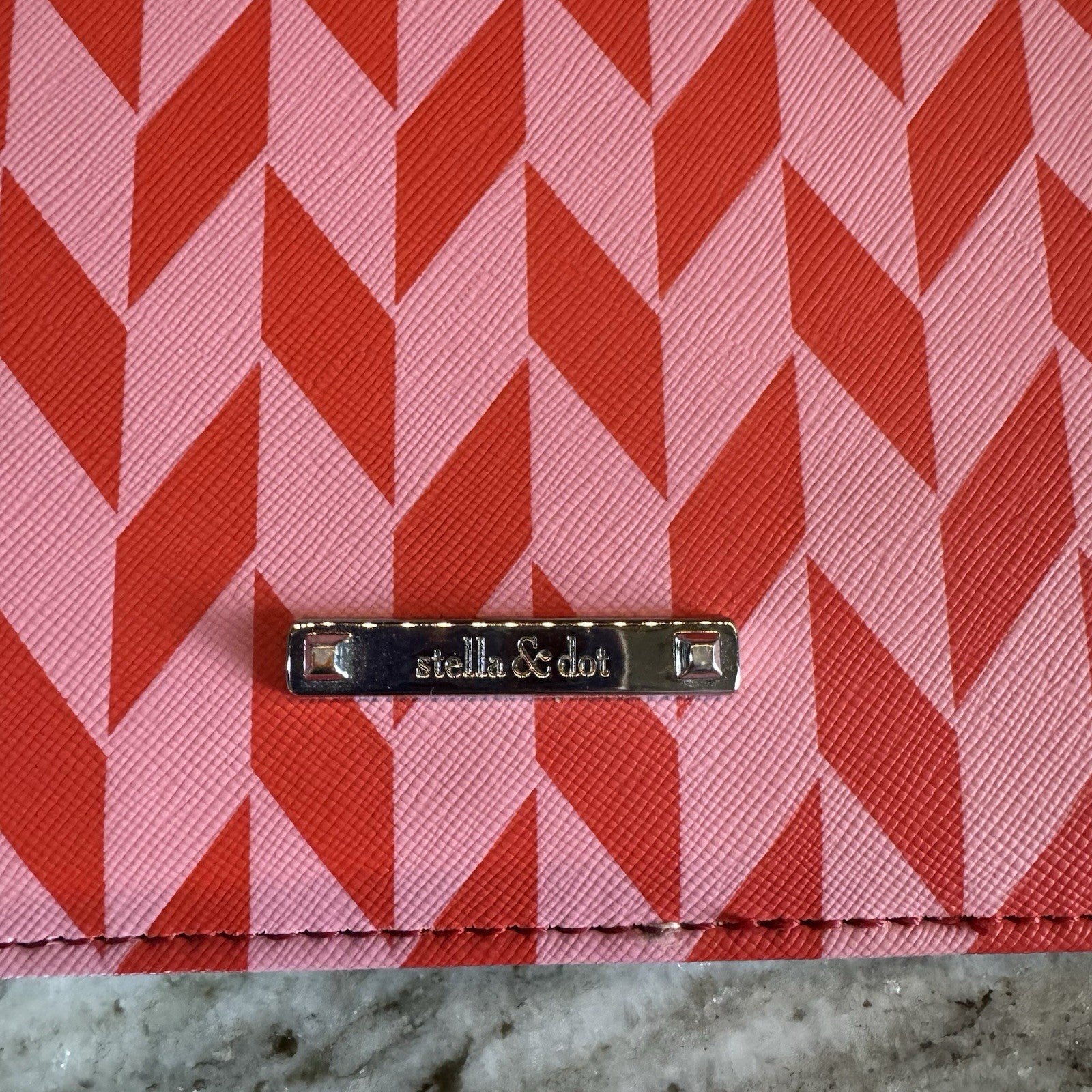 Stella & Dot Pink & Red Chevron Jewelry Necklace Organizer Hardcover Binder