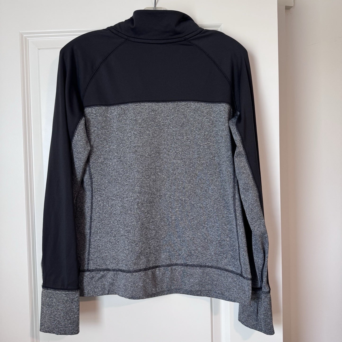 PINK Victoria’s Secret 1/4 Zip Pullover L Gray Black Dog Logo Stretch