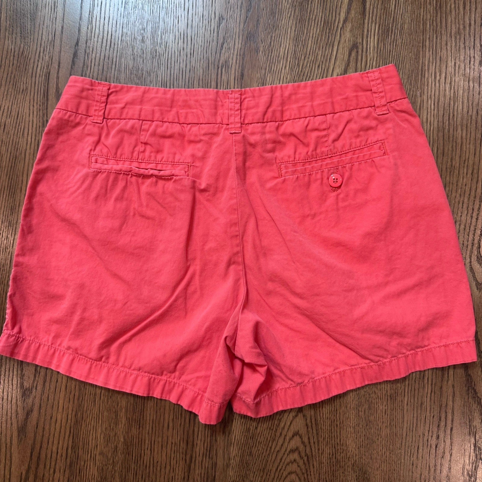 J.Crew Women’s Size 4 Chino Shorts Red Coral 100% Cotton Broken-In Summer Casual