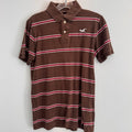 Y2K Hollister Polo Shirt Brown Red Stripe Logo Cotton Preppy Mens Small 