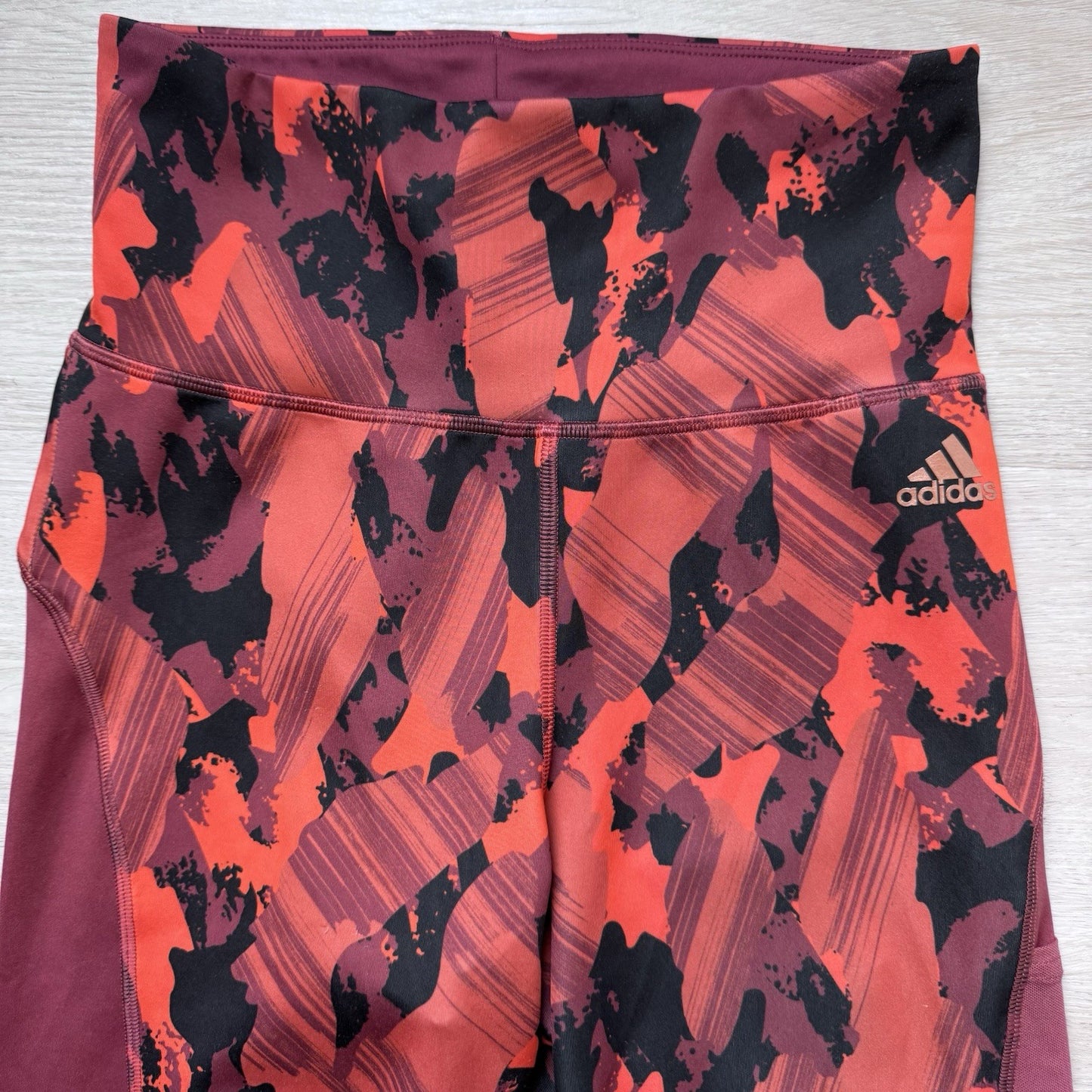 Adidas Women’s S Burgundy Red Abstract Print High Rise Leggings Small