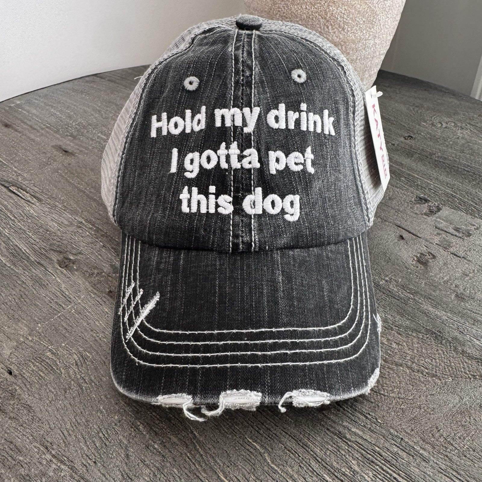 Hold My Drink I Gotta Pet This Dog Hat Trucker KatyDid NWT Boutique Animal