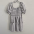 She + Sky Striped Smocked Mini Dress Women's Size M Puff Sleeve Tiered Boho