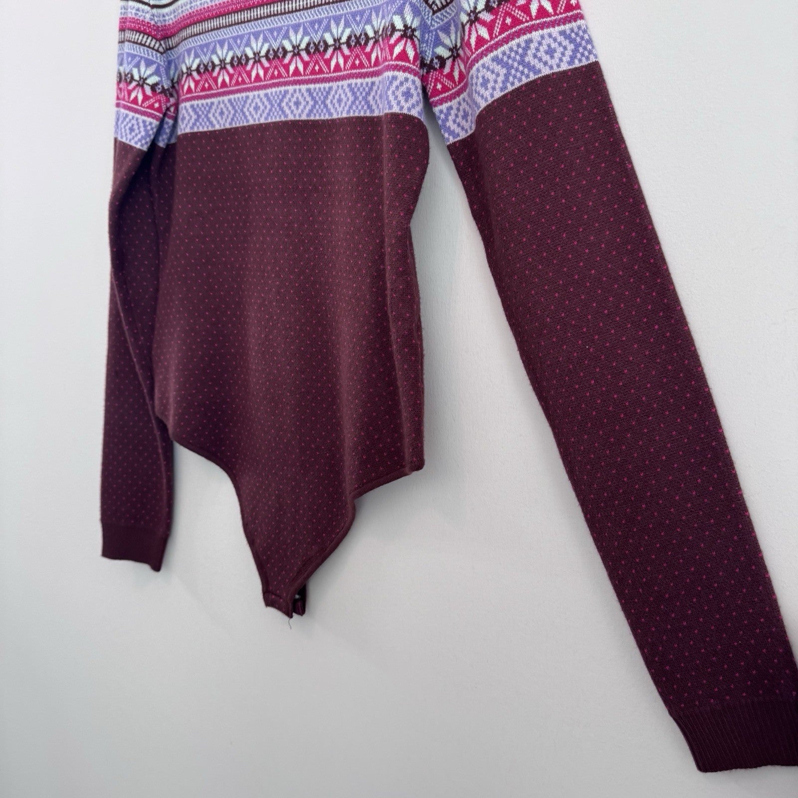 NWT Free People Intimately Fair Isle Knit Bodysuit Sweater Pink Purple L Women’s