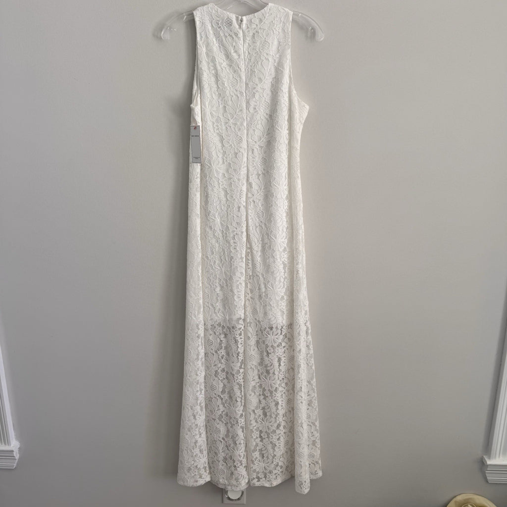 NWT Aura Red Dress Boutique White Lace Maxi Dress Sleeveless Women’s Small