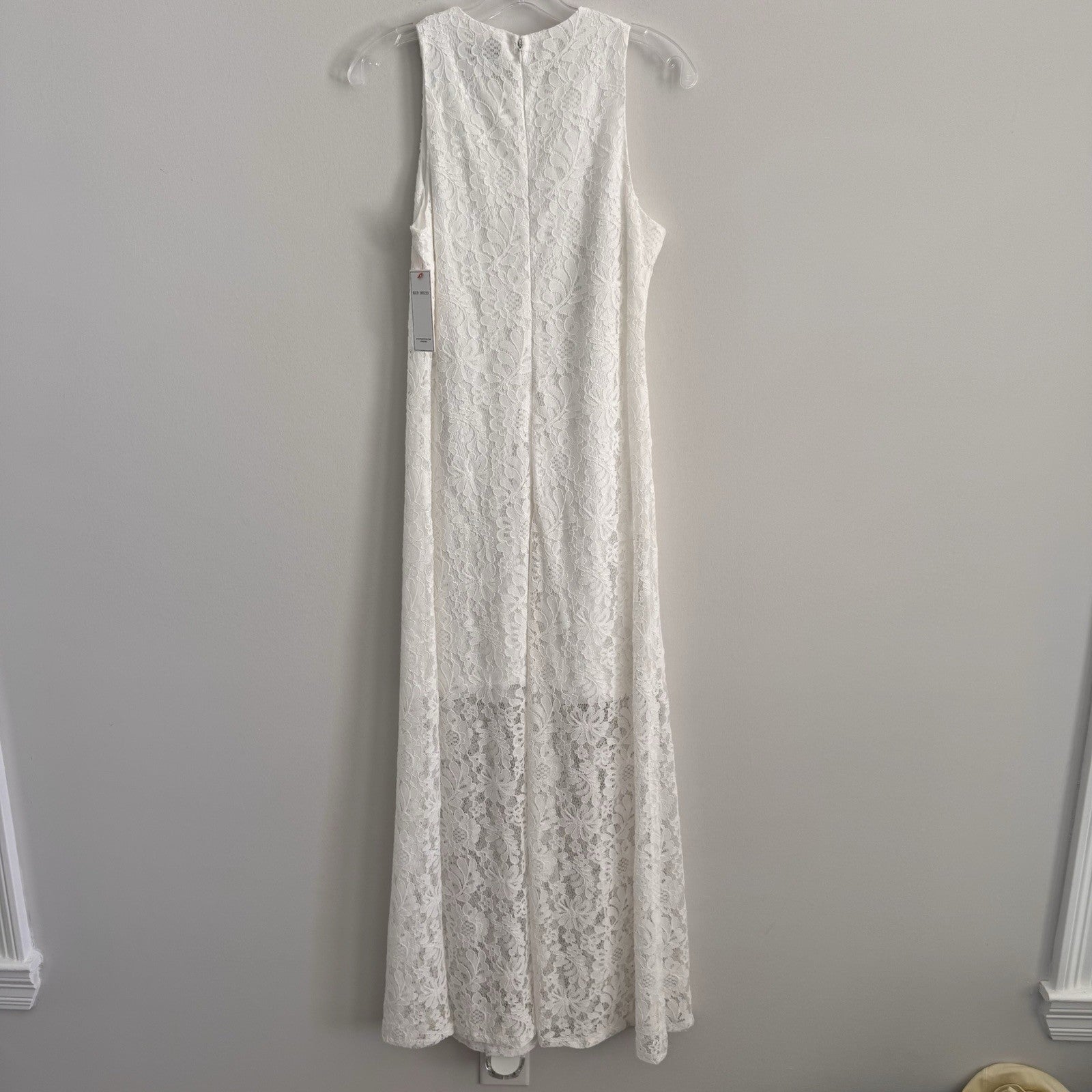 NWT Aura Red Dress Boutique White Lace Maxi Dress Sleeveless Women’s Small