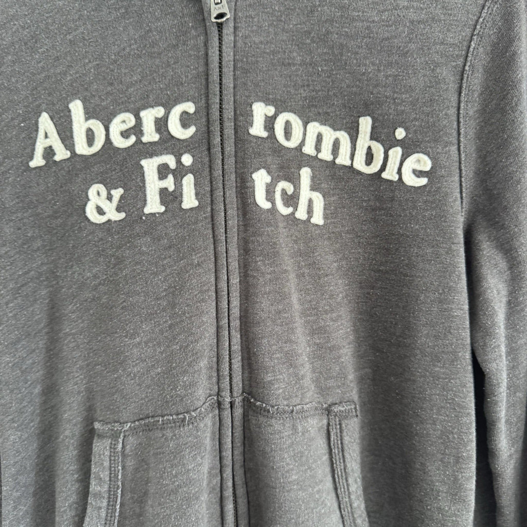 Abercrombie & Fitch Small Gray Logo Zip Up Hoodie/Jacket Y2K