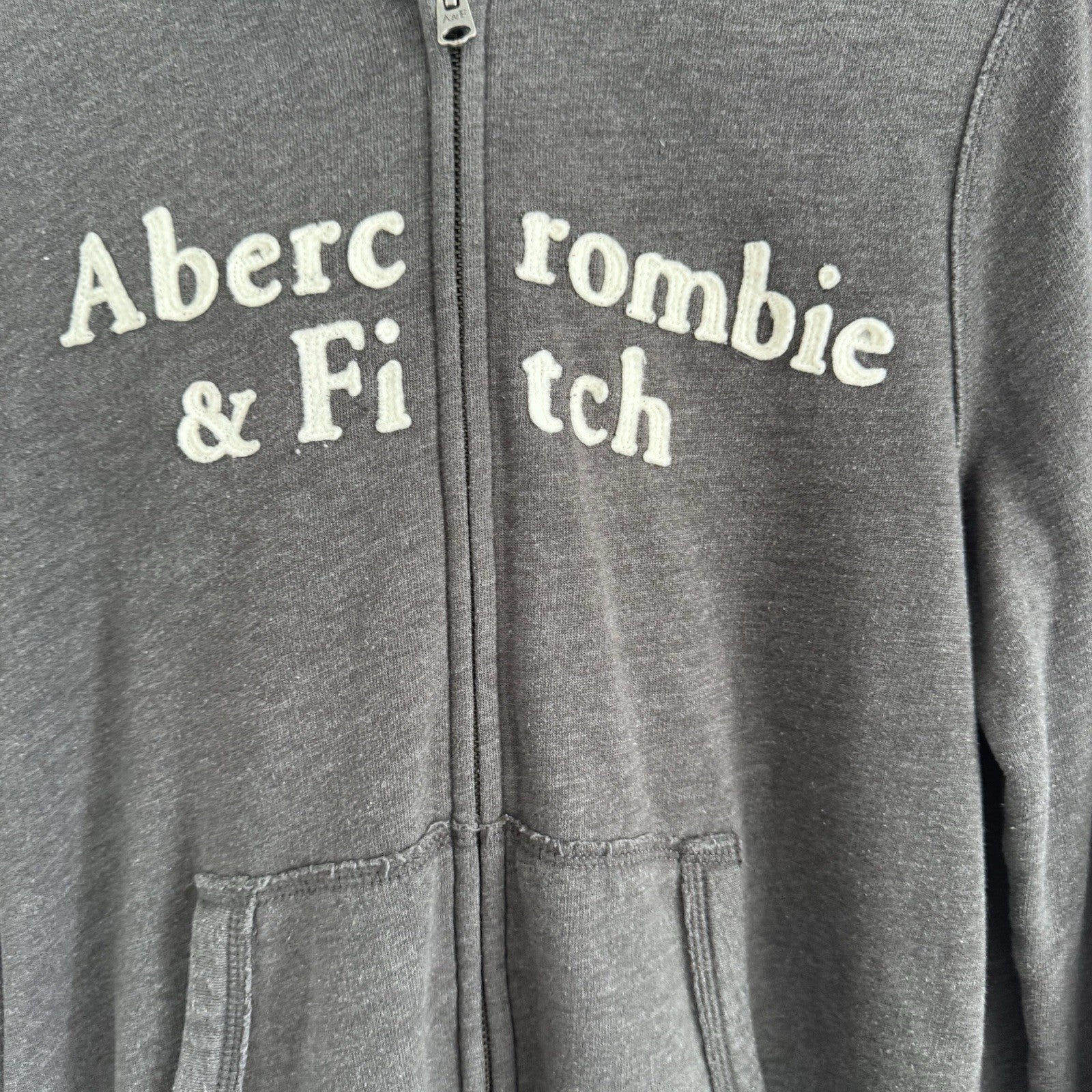 Abercrombie & Fitch Small Gray Logo Zip Up Hoodie/Jacket Y2K