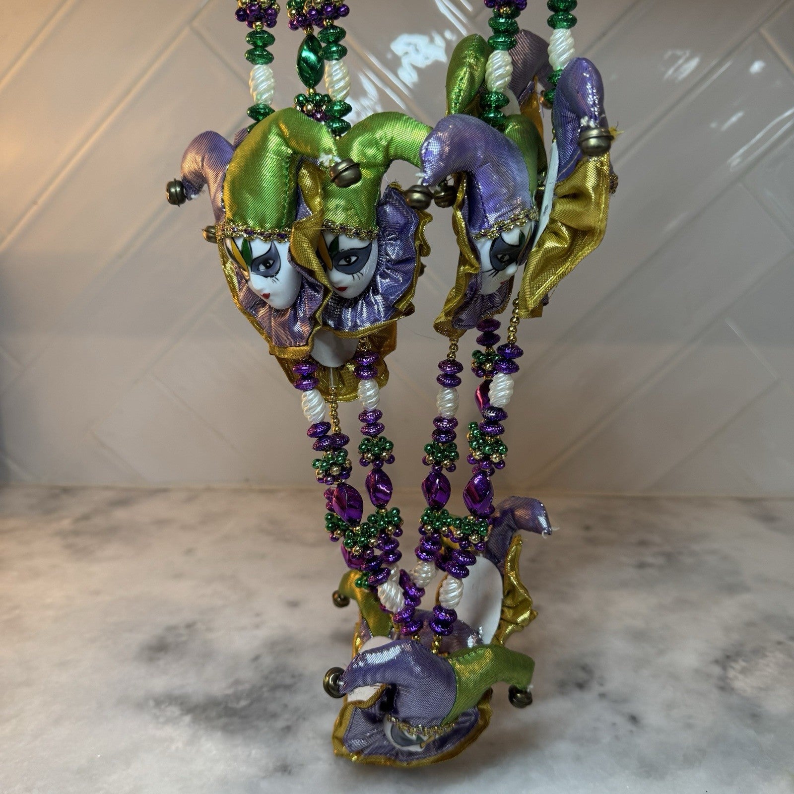 Vintage Mardi Gras Jester Mask Bead Necklaces Lot of 3 Venetian Style