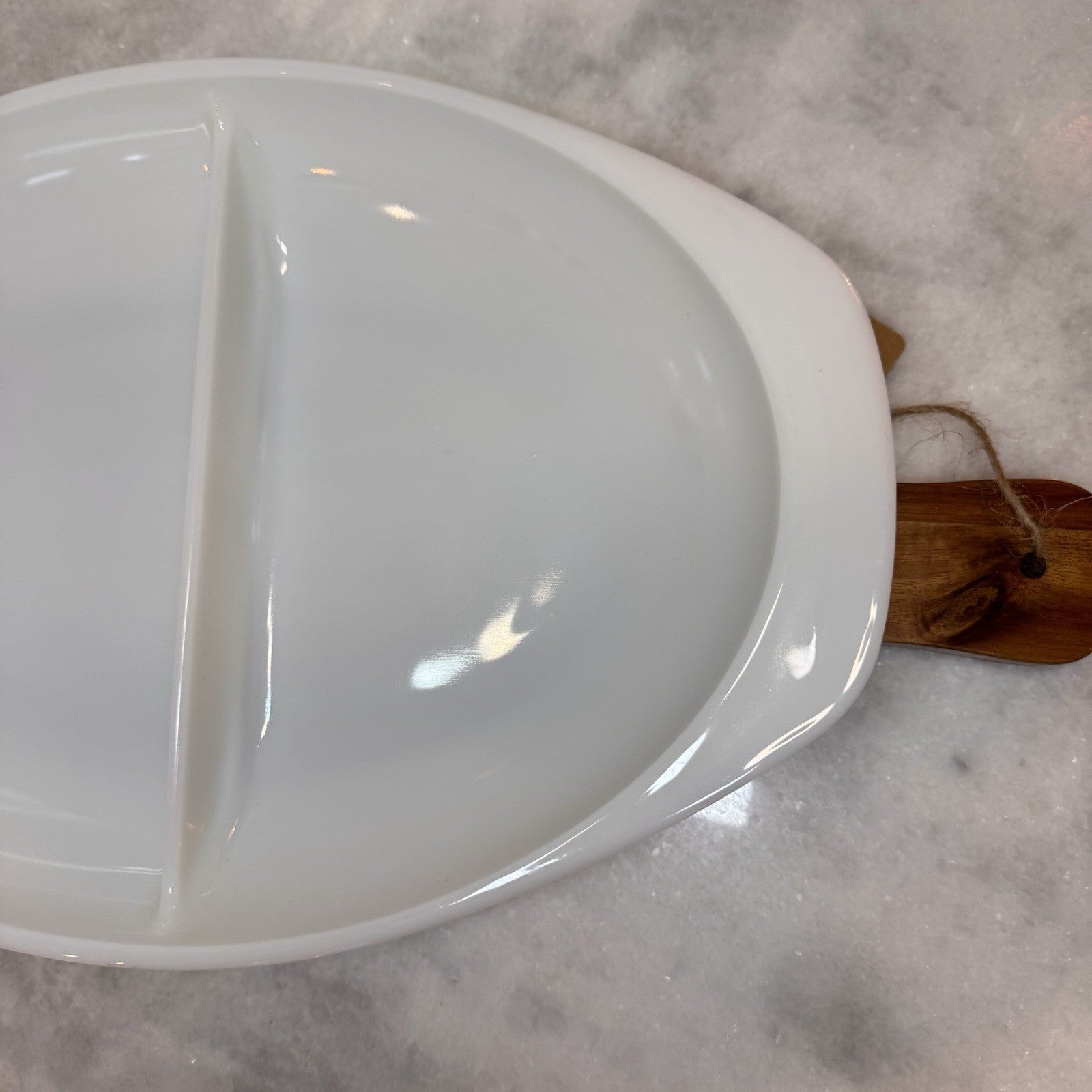 Vintage PYREX- 1063 Milk Glass Divided Casserole Dish 1.5 Quart Made In USA