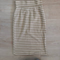 Antonio Melani Striped Midi Skirt Tan Cream Knit Stretch Size 2