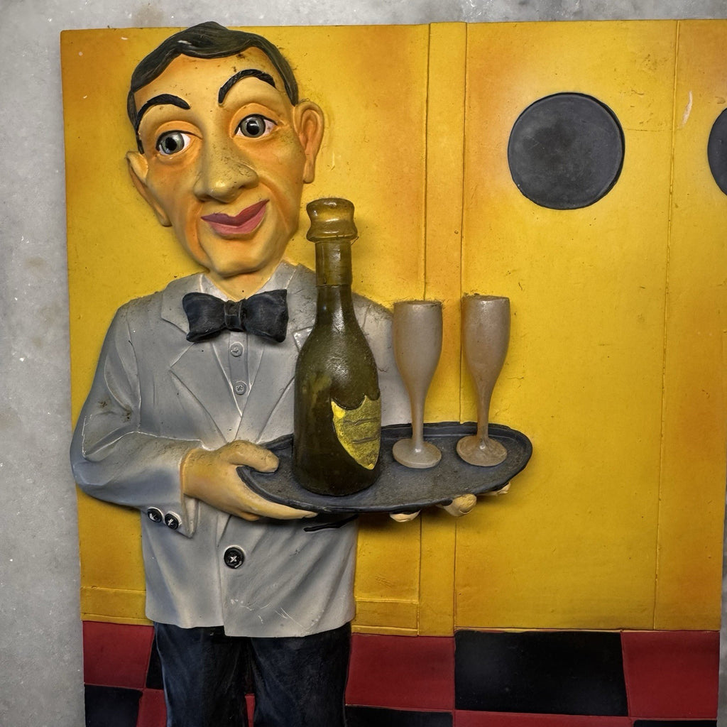 Vintage Peter Rafuse 3D Wall Plaque Set Whimsical Waitress Lucy & Waiter Resin