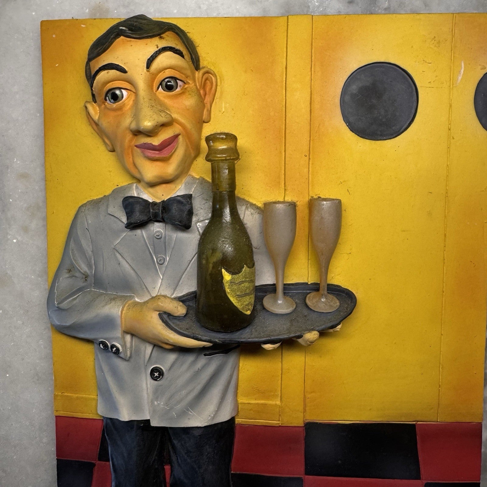 Vintage Peter Rafuse 3D Wall Plaque Set Whimsical Waitress Lucy & Waiter Resin