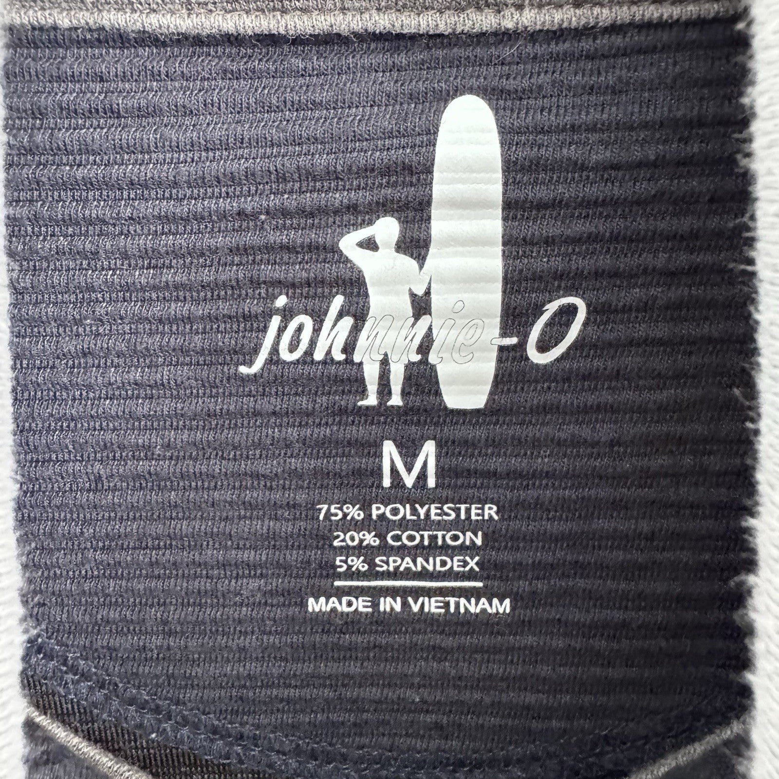 Johnnie-O Mens M Gray Ribbed Henley Pullover Snap Collar Stretch