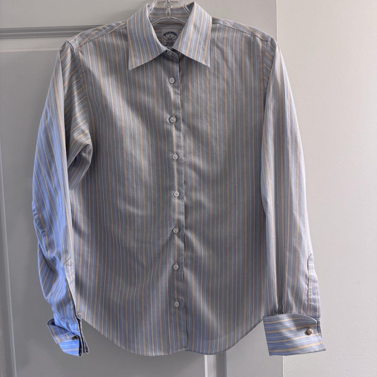 Brooks Brothers 346 Striped Button-Up Shirt Size 6 Non-Iron Cotton Malaysia