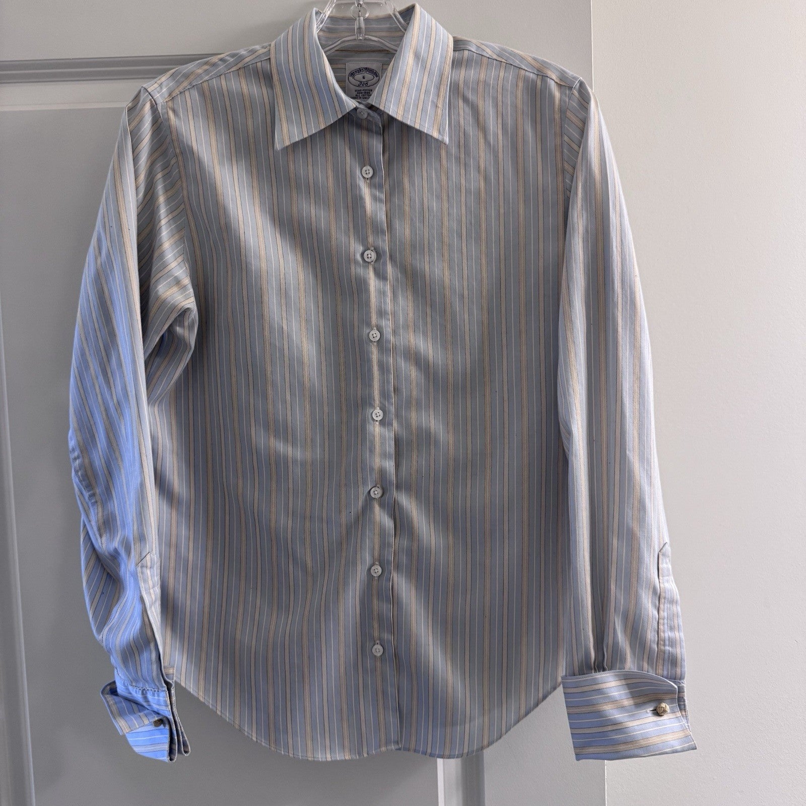 Brooks Brothers 346 Striped Button-Up Shirt Size 6 Non-Iron Cotton Malaysia